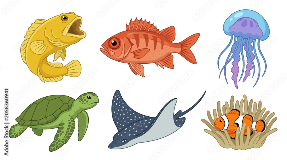 Fototapeta premium Fascinating sea creatures fish varieties jawfish squirrel fish oceanic animals