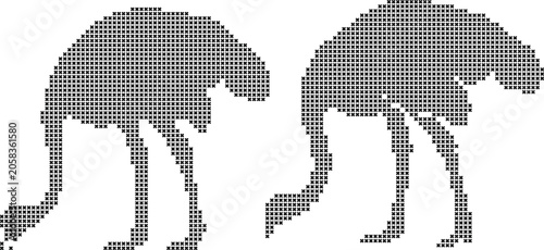 Canvas Print Two elephants heads stitch pattern, isolated on white background