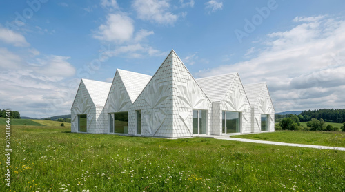 Symmetric White Peaks in Wildflower Meadow