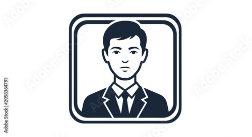 Businessman in suit avatar icon in rounded square frame.