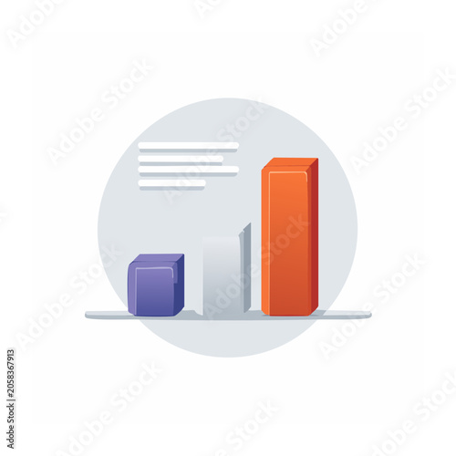 Flat design bar chart with circular frame
