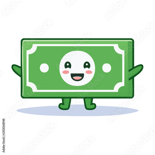 Smiling cartoon dollar bill illustration