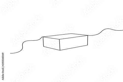 Carton box continuous one line drawing minimalist outline isolated vector illustration