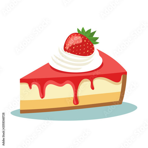 Cartoon strawberry cake with candle on white background