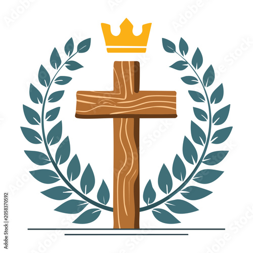 Christian cross with crown and laurel wreath