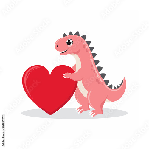 Cute cartoon pig holding heart