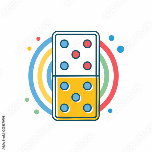 Domino Tile with Colorful Circles and Rings