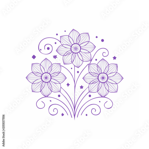 Minimalist floral pattern with butterflies and leaves