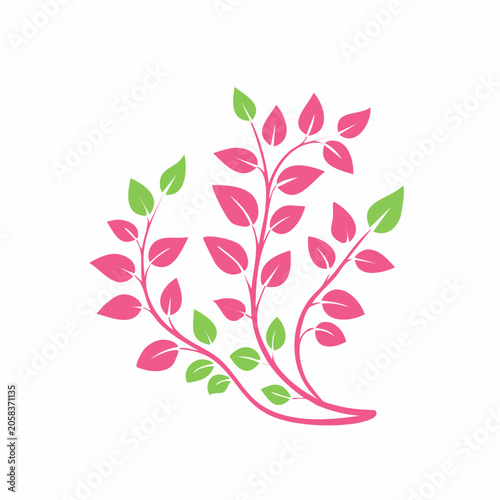 Pink and Green Leaves Branching Design