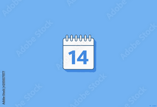 Simple calendar icon with date fourteen.