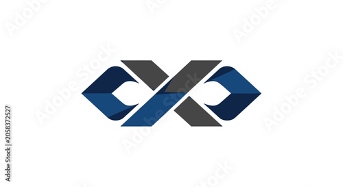 Tableau sur toile Blue and grey infinity loop geometric logo.