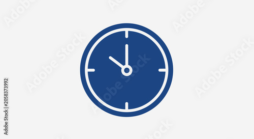 Canvastavla Blue circular analog clock showing time on white background