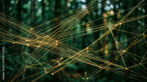 Abstract Network Connection in Nature Background