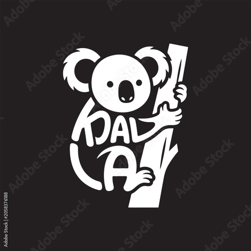 Canvas Print Creative koala typography design vector illustration with stylized animal shape