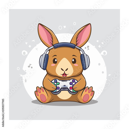 Cute cartoon elephant with party hat and balloons