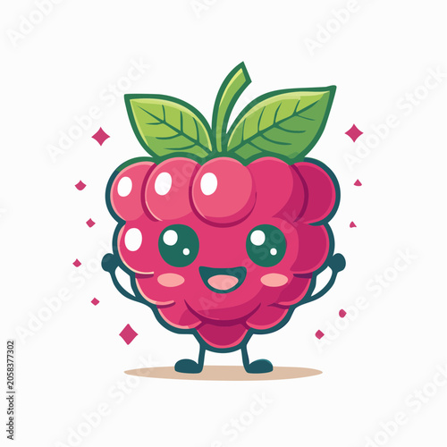 Cute Kawaii Raspberry Character