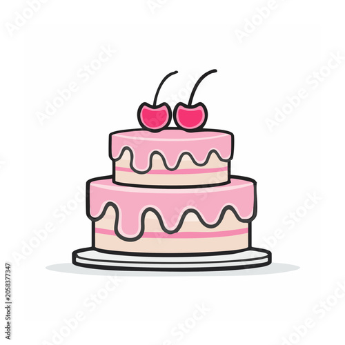Flat design birthday cake with candle