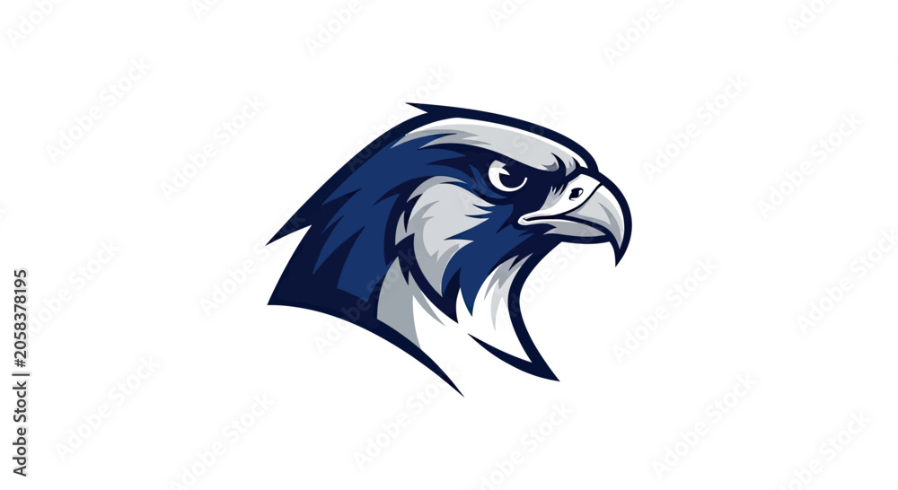 Fototapeta premium Blue and white eagle head mascot logo