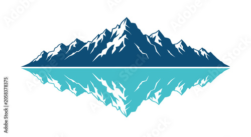 Foto Blue mountain range silhouette reflected in water