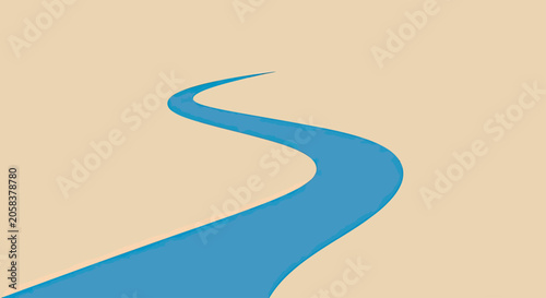 Fotografie Blue winding road path on minimalist background.