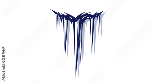 Obraz na plátně Blue icicles hanging down in a stylized illustration