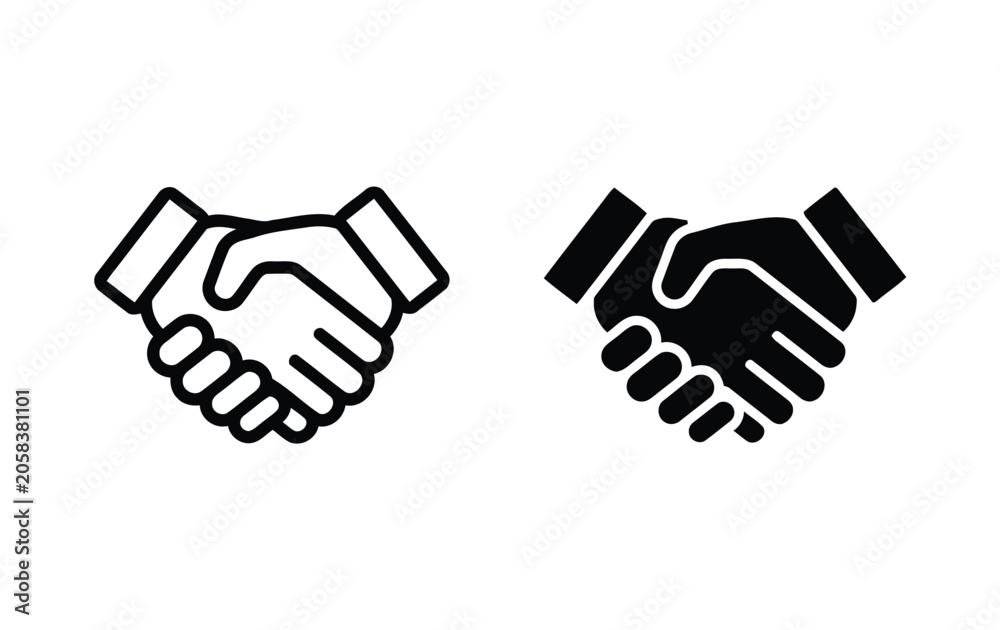 Obraz premium Handshake Icon Set in Outline and Solid Vector Styles
