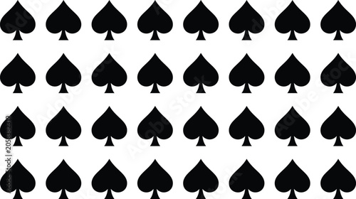 Fotografie seamless vector pattern of playing card suits with black spade suit symbols and