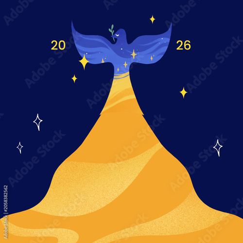 A Symbol of Hope for 2026: An inspiring illustrative design featuring a stylized dove representing peace.