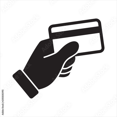 Billede på lærred Hand swipe credit card during purchase flat icon for apps and websites