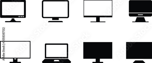 Computer monitor and laptop icons in various styles