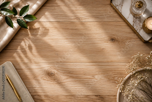Fotografie Rustic Wooden Tabletop Background