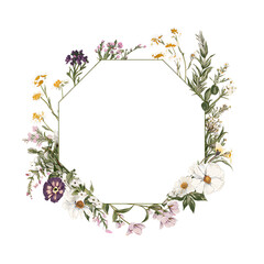 Floral wreath frame with flowers and leaves decorative border illustration vector art seasonal nature ornament design