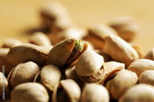 pistachio nuts on wooden background. Nut. Food. Vitamin. Diet