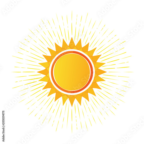 Flat design sun with rays vector