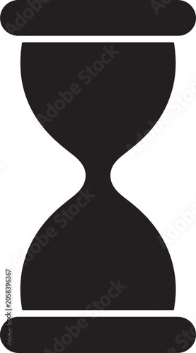 Create a premium vector illustration featuring a bold, minimalist hourglass icon centered on a clean white background