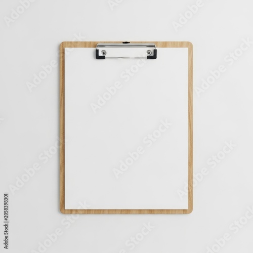 Blank clipboard on white background isolated on white background