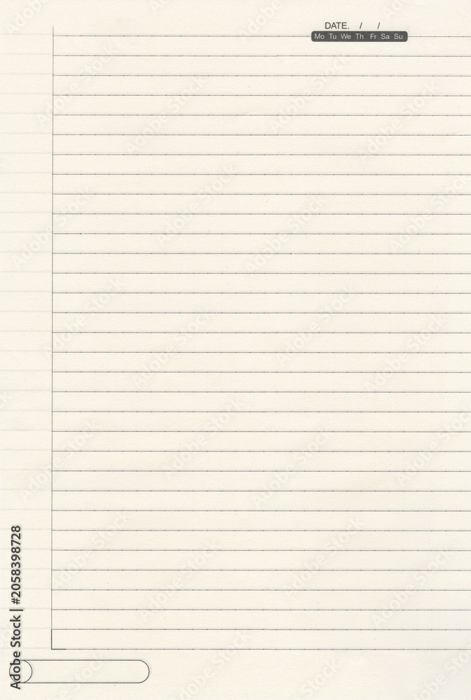 Naklejka premium Blank Lined Daily Planner Page Template with Date Header and Weekly Schedule Layout, Minimalist Notebook Sheet for Notes, Journaling, Planning and Productivity