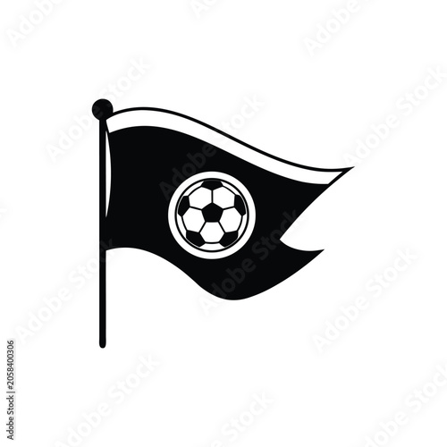 Black soccer flag icon, football symbol, sports logo, vector graphic