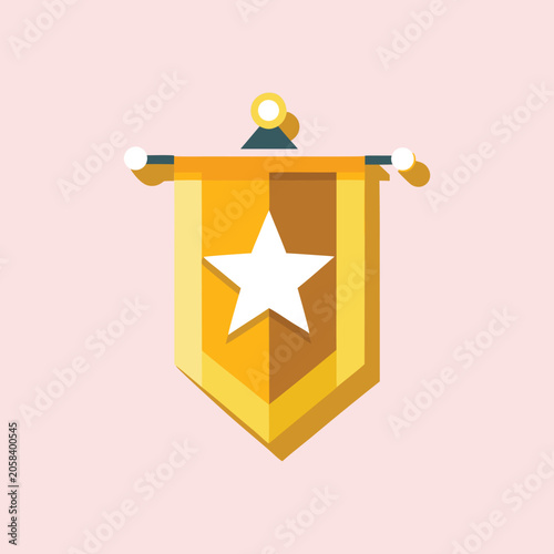 Golden shield icon, star emblem, award symbol, vector badge