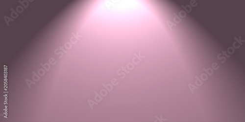 Smooth mauve purple blurred background with realistic soft conical light flare. Minimalist studio room backdrop for cosmetics showcase, fashion banner, and empty space