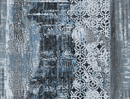 Imitation of pattern with linen fabric texture with thin and bold stripes pattern. Vector seamless design
