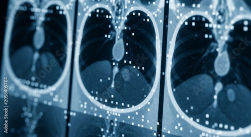 Detailed medical imaging scans revealing chest anatomy and internal structures for diagnostic purposes