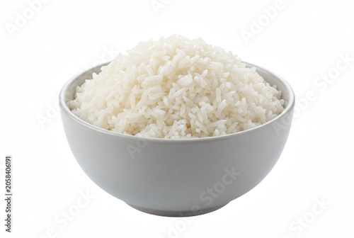 Vászonkép A bowl filled with steamed fluffy long grain white rice