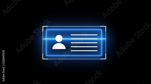 Digital id card scanning animation with glowing blue hud interface for identity verification and cybersecurity concepts