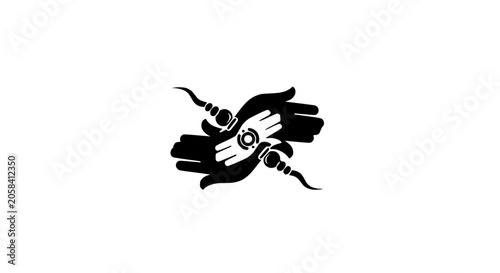 Bild auf Leinwand Minimalist Raksha Bandhan Festival Icon with Hands and Sacred Thread
