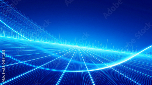 Abstract Blue Light Grid Digital Technology Network Visualization Background