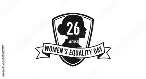 Foto Women's Equality Day Badge with August 26 Date and Silhouette