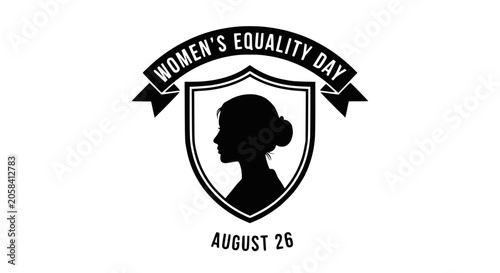 Canvastavla Women's Equality Day Badge with Silhouette and Shield Design