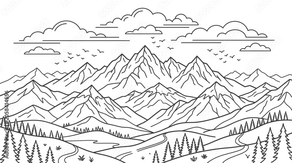 Obraz premium Mountain Range Landscape View.