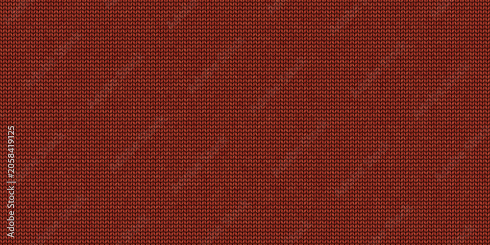 Fototapeta premium Red knitted clothes fabric surface pattern. Knitwear material backdrop. Knitting wear textile background. Seamless knit texture.